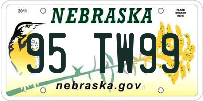 NE license plate 95TW99