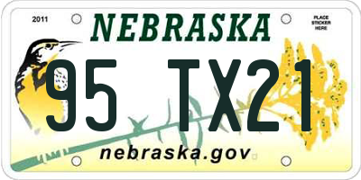NE license plate 95TX21