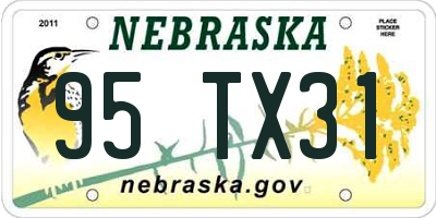 NE license plate 95TX31