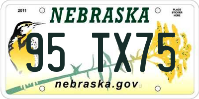 NE license plate 95TX75