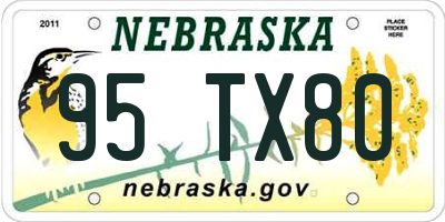 NE license plate 95TX80