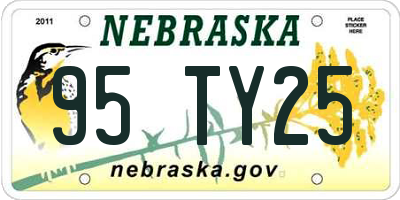 NE license plate 95TY25
