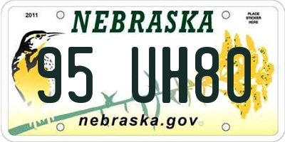NE license plate 95UH80