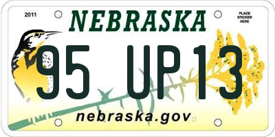 NE license plate 95UP13