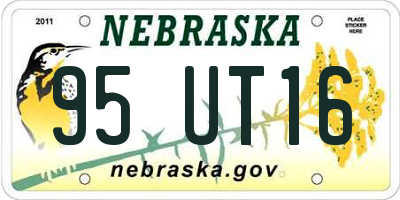 NE license plate 95UT16