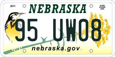 NE license plate 95UW08