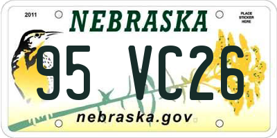 NE license plate 95VC26