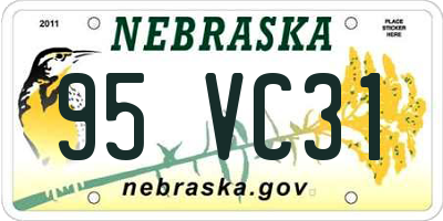 NE license plate 95VC31