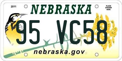 NE license plate 95VC58