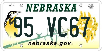 NE license plate 95VC67