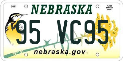 NE license plate 95VC95