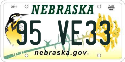 NE license plate 95VE33