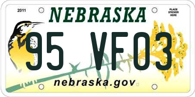 NE license plate 95VF03