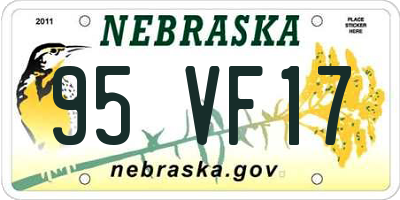 NE license plate 95VF17