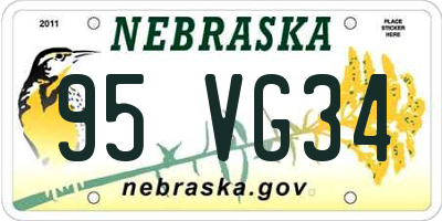 NE license plate 95VG34