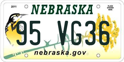 NE license plate 95VG36