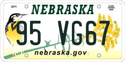 NE license plate 95VG67