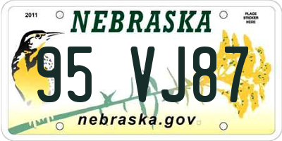 NE license plate 95VJ87