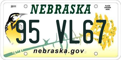 NE license plate 95VL67