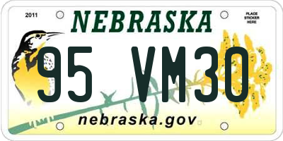 NE license plate 95VM30