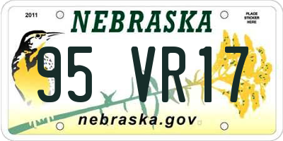 NE license plate 95VR17