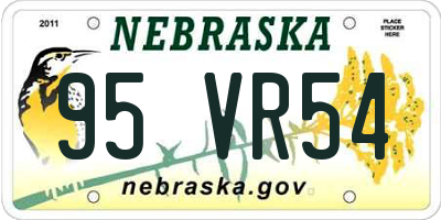NE license plate 95VR54
