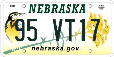 NE license plate 95VT17