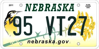 NE license plate 95VT27