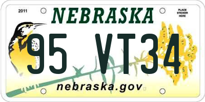 NE license plate 95VT34