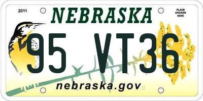 NE license plate 95VT36
