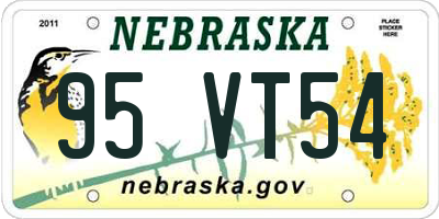 NE license plate 95VT54