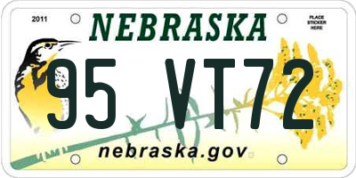 NE license plate 95VT72