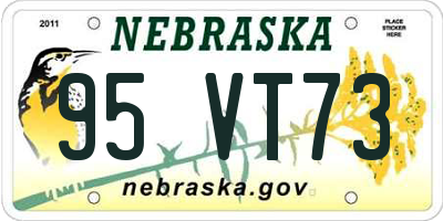 NE license plate 95VT73