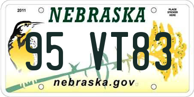 NE license plate 95VT83