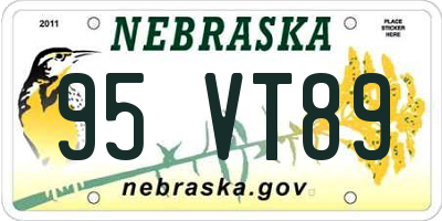 NE license plate 95VT89