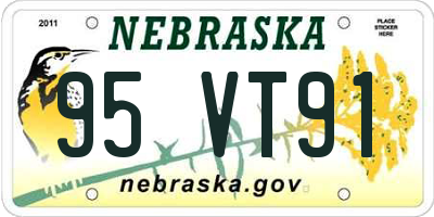 NE license plate 95VT91