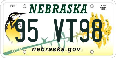 NE license plate 95VT98