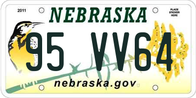 NE license plate 95VV64