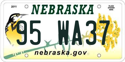 NE license plate 95WA37