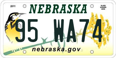 NE license plate 95WA74