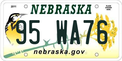 NE license plate 95WA76