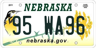 NE license plate 95WA96