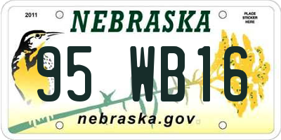NE license plate 95WB16