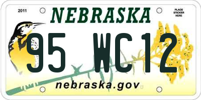 NE license plate 95WC12