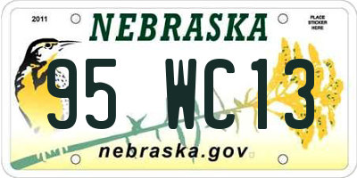 NE license plate 95WC13