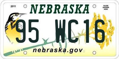 NE license plate 95WC16