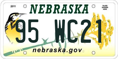 NE license plate 95WC21