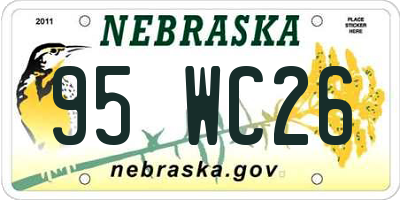 NE license plate 95WC26