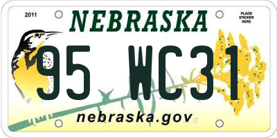 NE license plate 95WC31