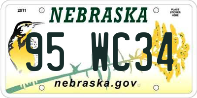 NE license plate 95WC34